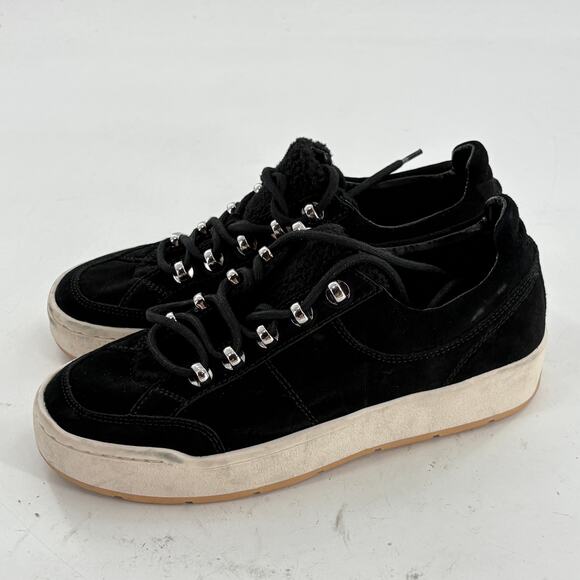 Marc Fisher Maite Platform Sneakers 7 NWOT Black Suede Leather Shearling Comfort - Picture 4 of 9